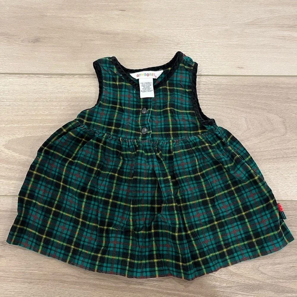 VTG Gymboree Dress XXS 12-18 Months Girls Toddler Plaid Holiday Rainbow Tag